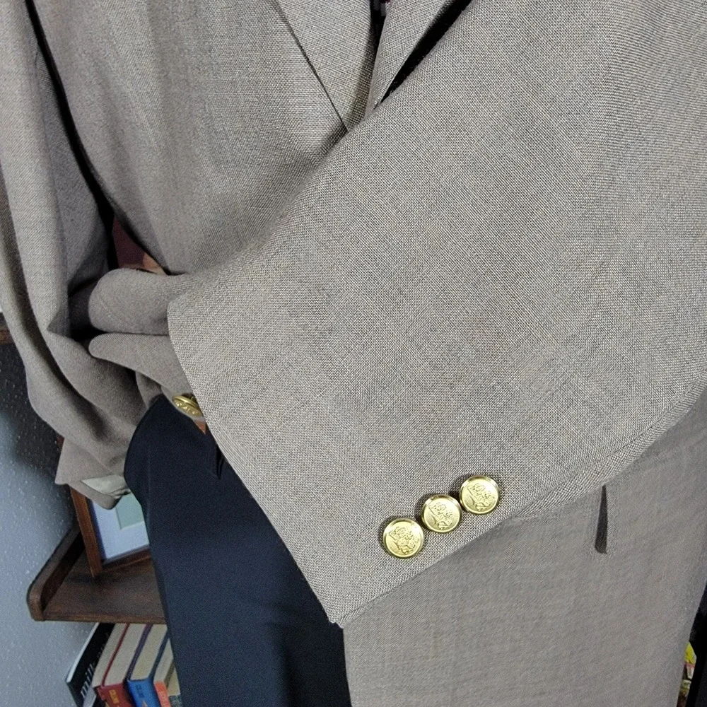 VTG Stafford Men's Sport Coat Blazer Two Button Brown Poly Wool Blend Size 44L‎